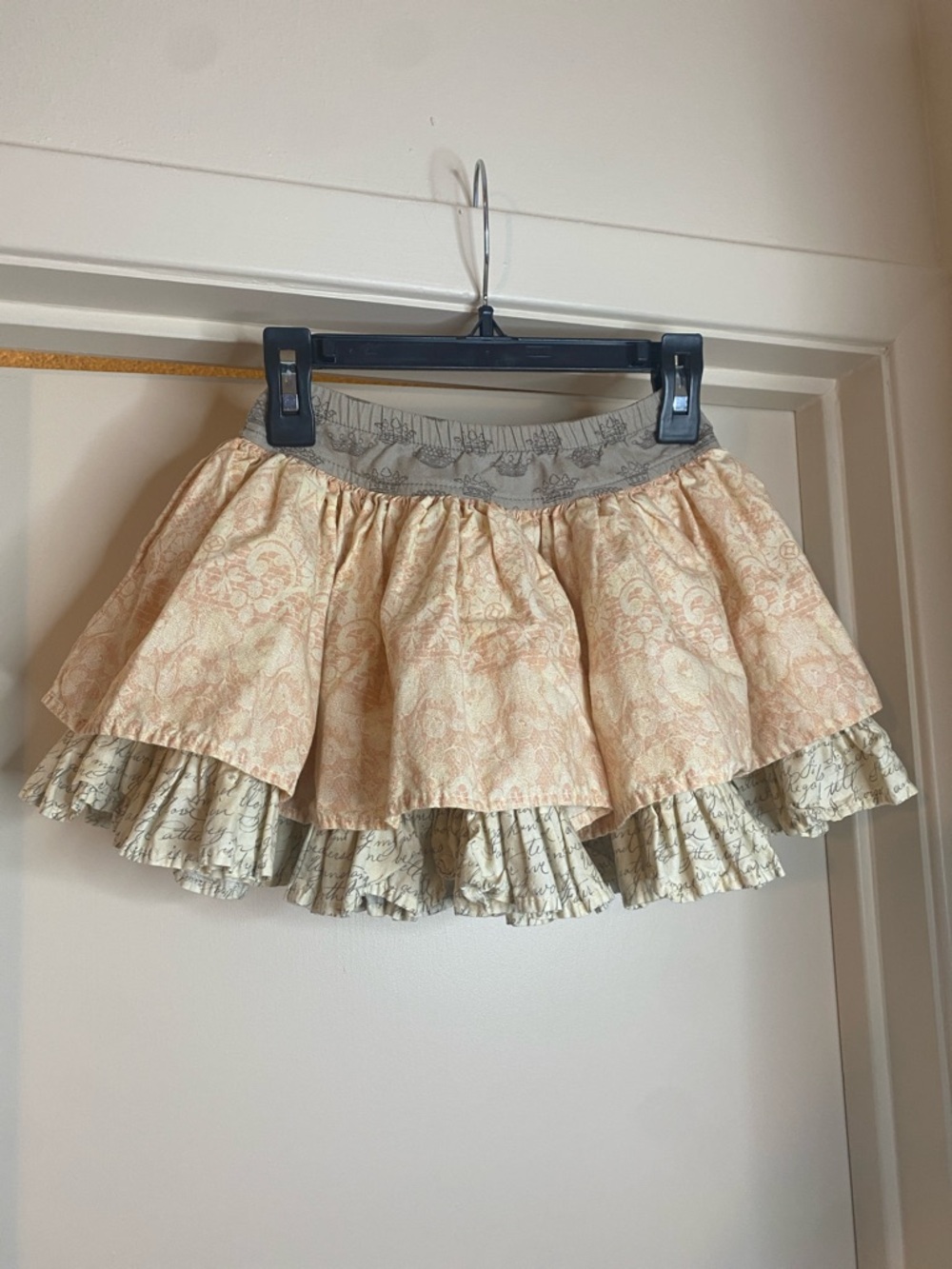 Persnickety Peach & Cream Tiered Ruffle Skirt